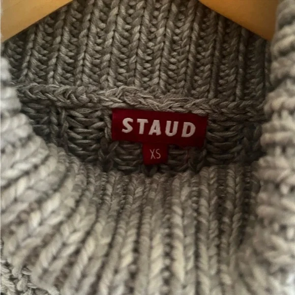 NWOT STAUD Vernacular Sweater Grey/Silver size XS chunky turtleneck $395 - Picture 10 of 12